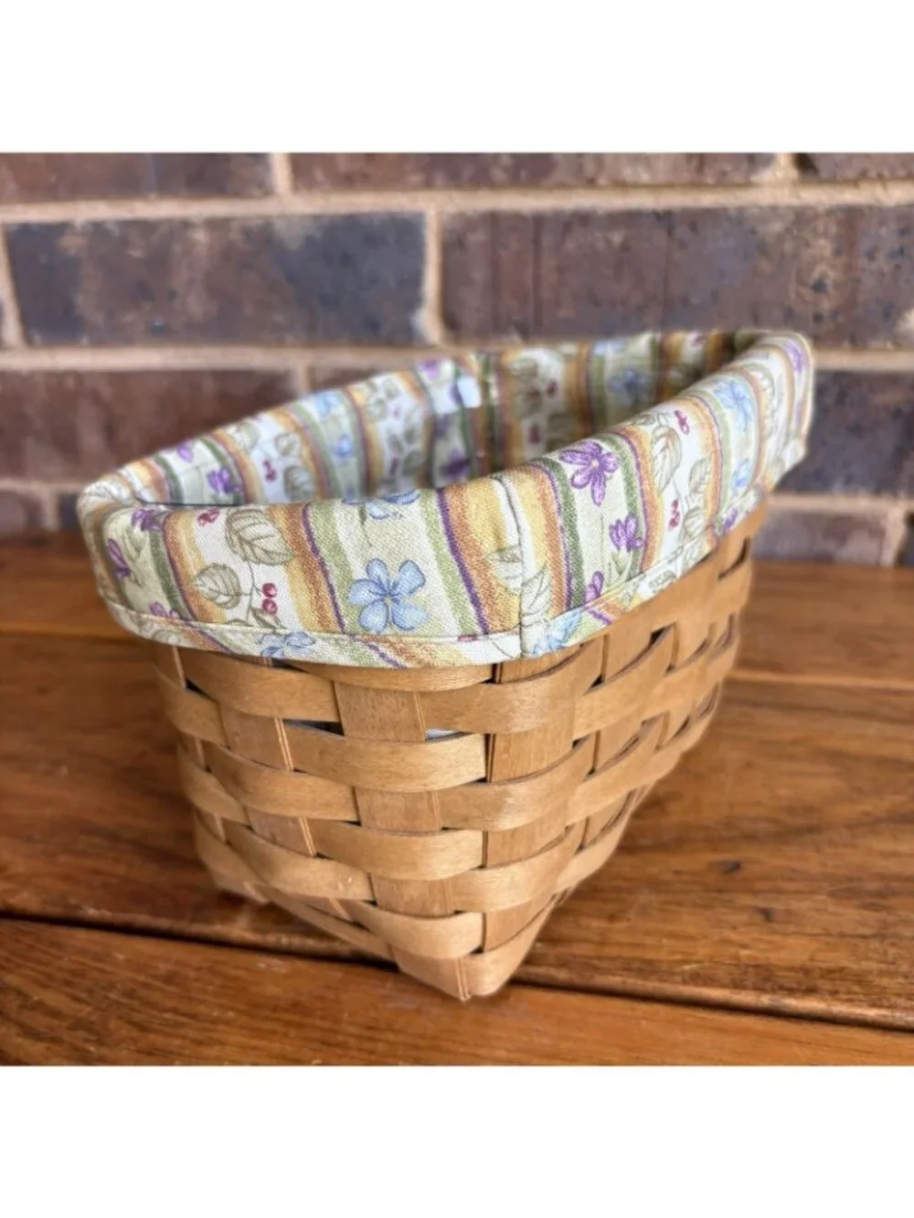 Longaberger  TV Time Basket Butterfly Charm Floral Fabric Liner & Protector